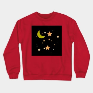 Cute Crescent Moon and Stars in the Sky Crewneck Sweatshirt